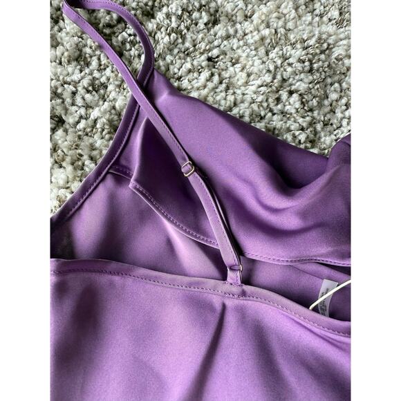 Ramy Brooks NWT Abigail Purple Cowl Neck Satin Tank Top Cami size Small - Picture 5 of 8